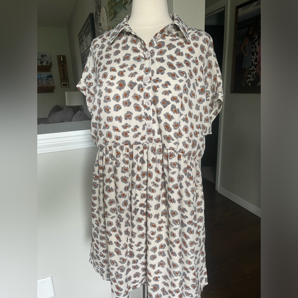 NWT Listicle boutique leopard print babydoll dress L - Picture 2 of 6